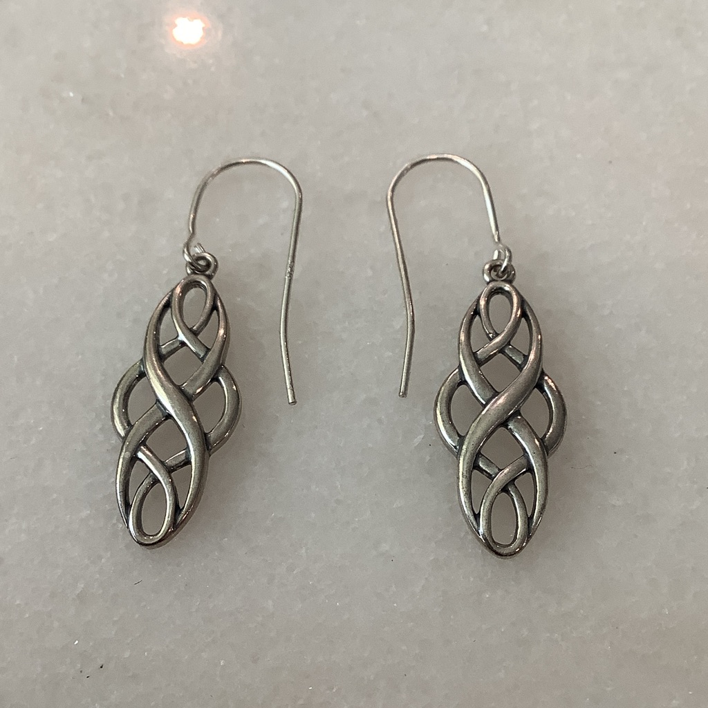 Sterling Silver Celtic Knot Drop Earrings, Brand New
